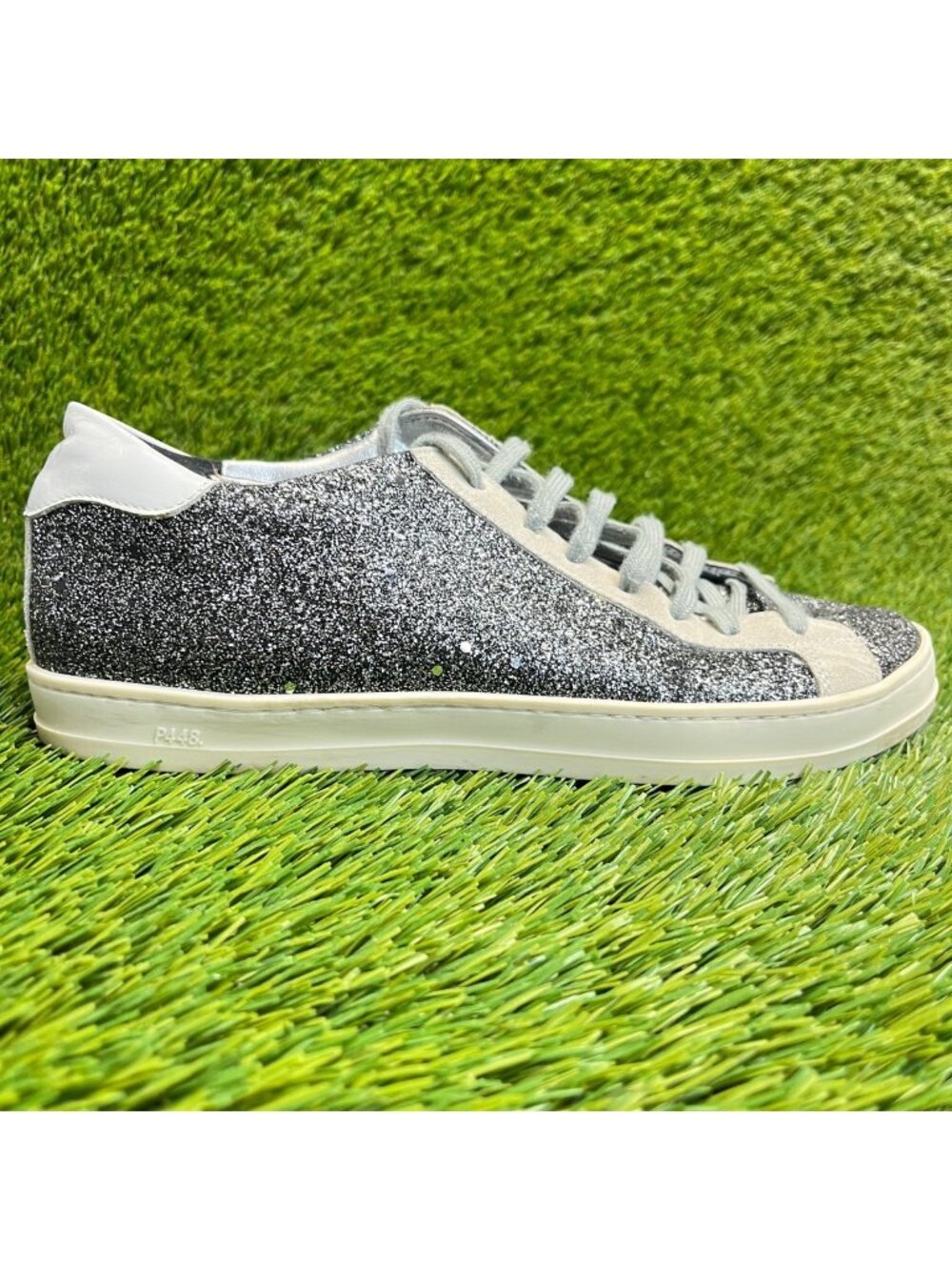 P448 John Glitter Womens Size 8.5 Black White‎ Athletic Walking Shoes Sneakers